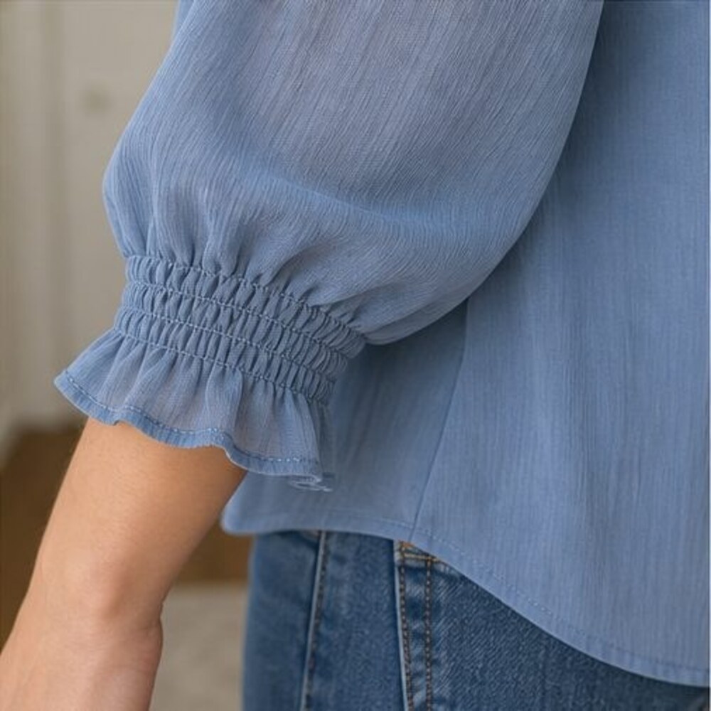 Blue Smocked Top - Picture 5 of 6
